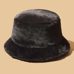 Black Fuzzy Bucket Hat